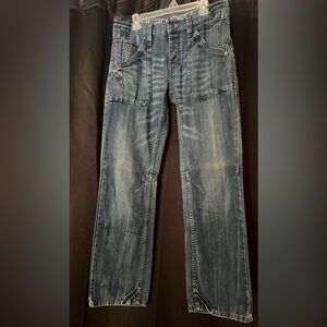 Mens Angelo Litrico straight leg, loose fit,distressed denim jeans. Size 36x34